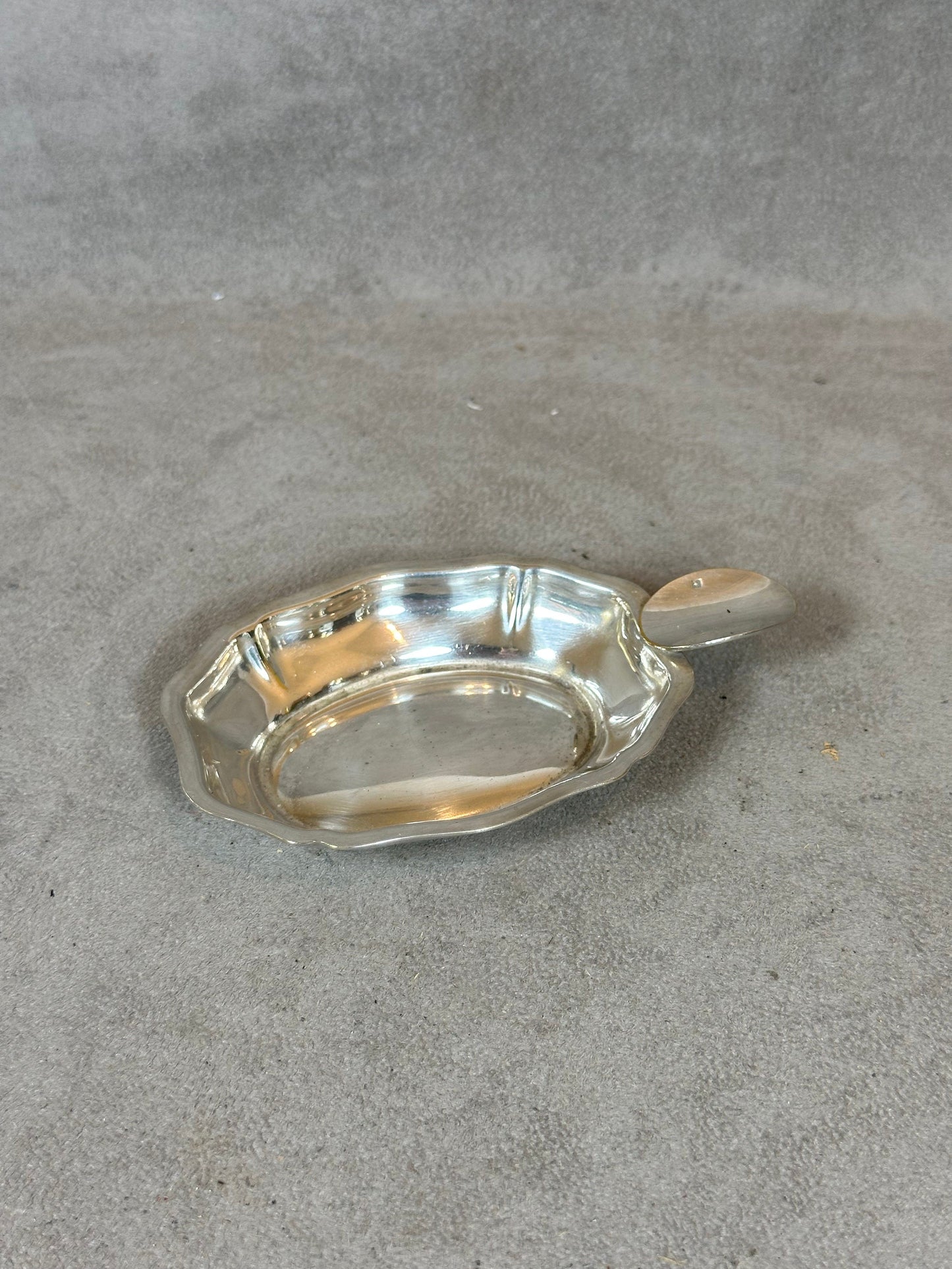 Vintage silver metal ashtray or tastevin made in France