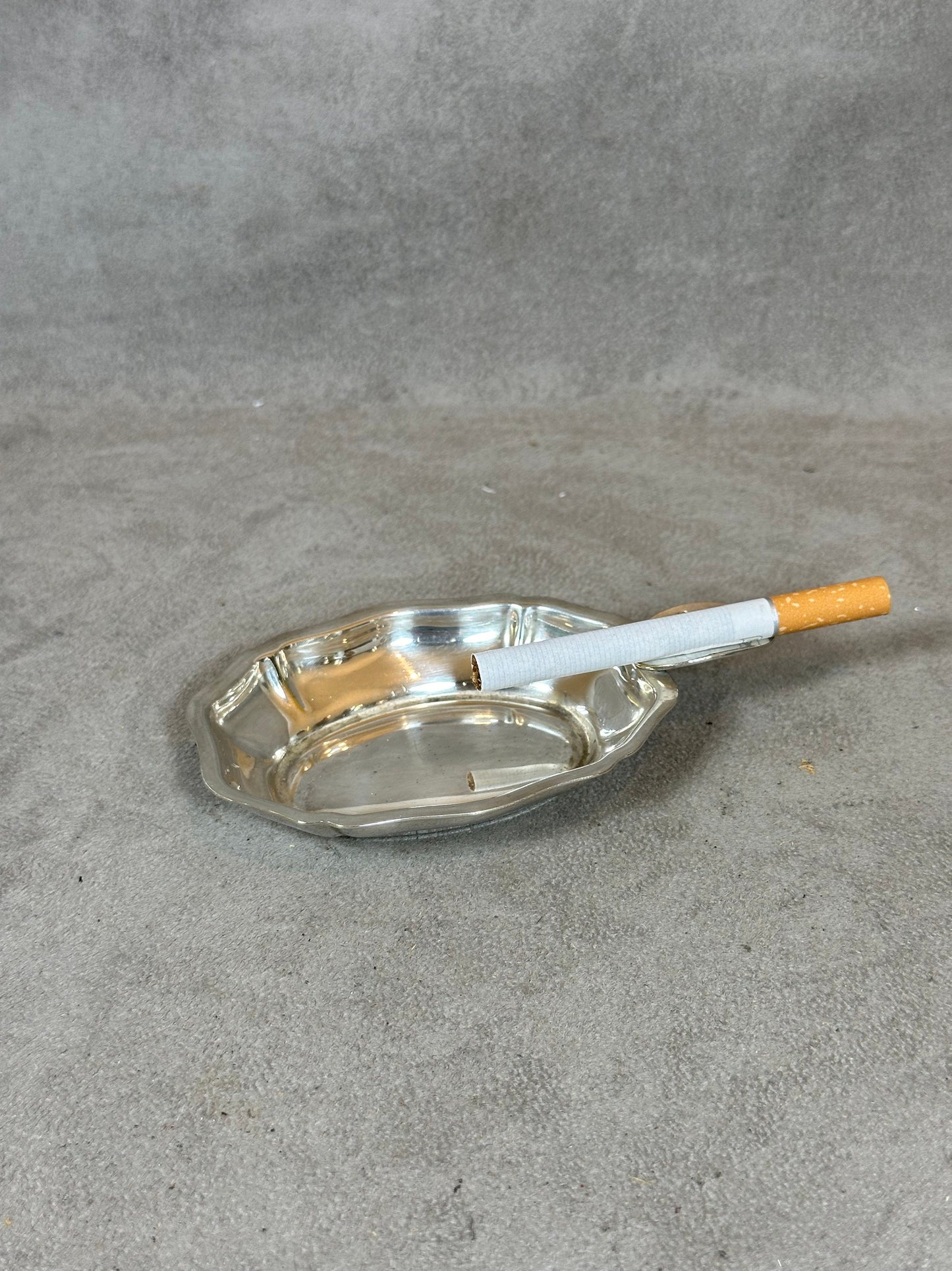 Vintage silver metal ashtray or tastevin made in France