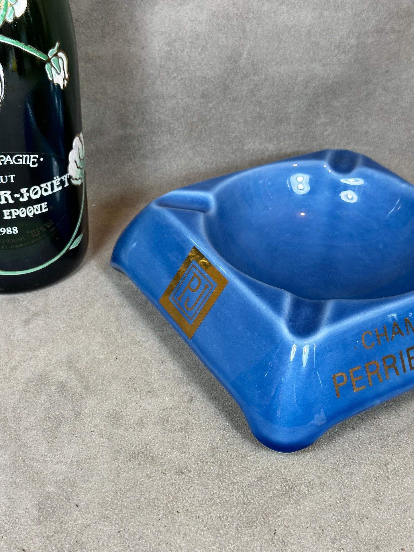 RARE Vintage Perrier-Jouët champagne earthenware ashtray Belle Epoque 1950s