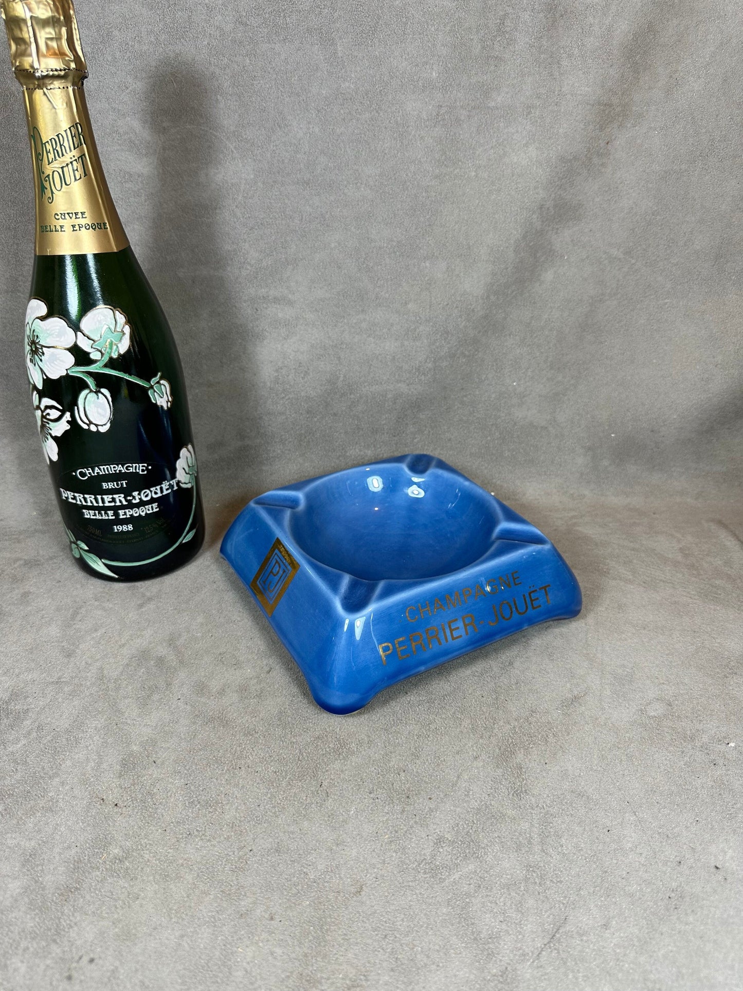 RARE Vintage Perrier-Jouët champagne earthenware ashtray Belle Epoque 1950s