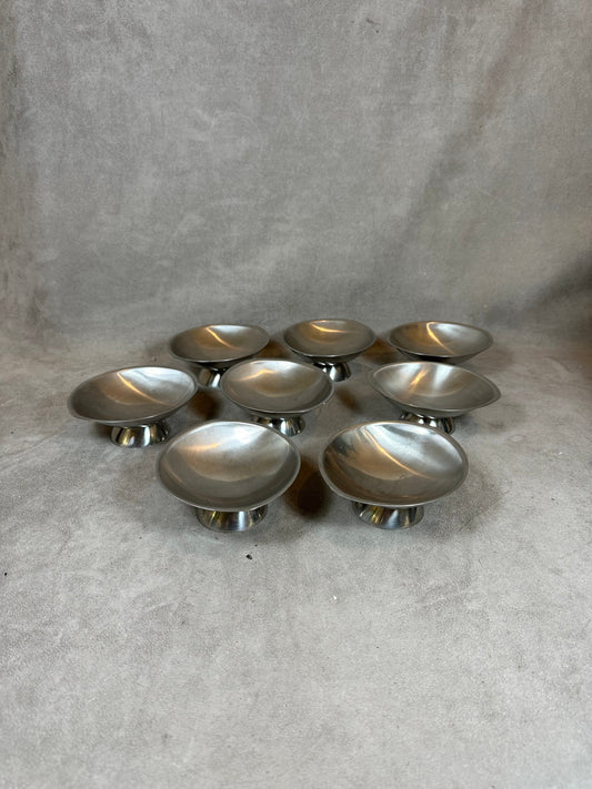 Set of 8 Guy Degrenne ice cream cups in 18/10 stainless steel vintage Made in France