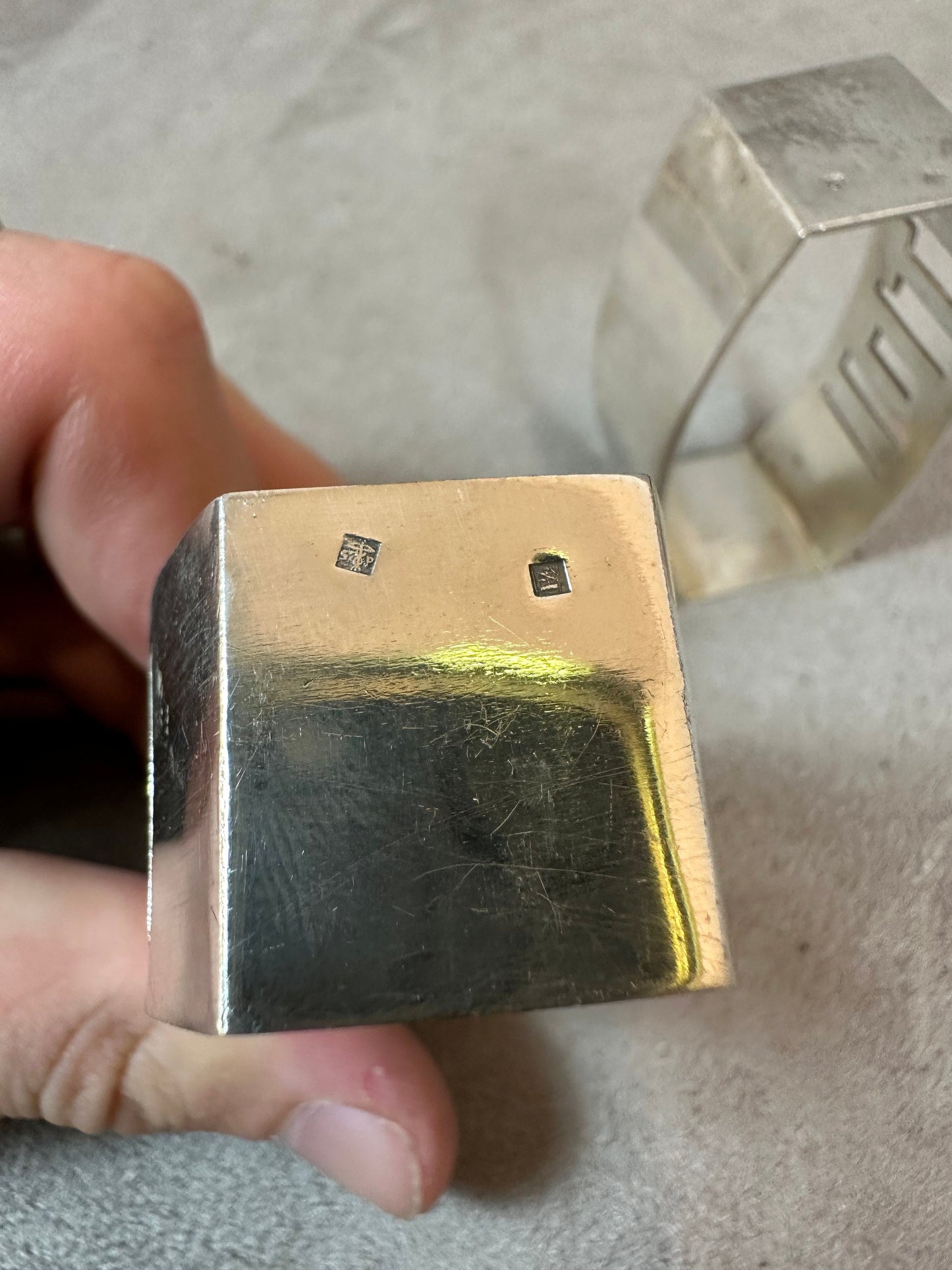 Set of 2 silver metal napkin rings Toi Moi vintage couple romantic wedding gift 1900