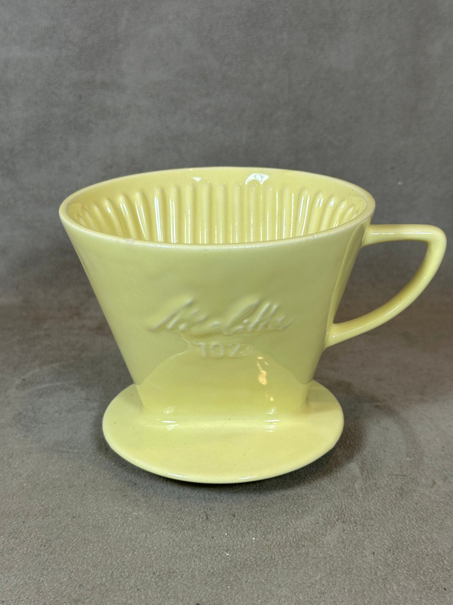 Melitta yellow ceramic coffee filter model 102 vintage Made in France
