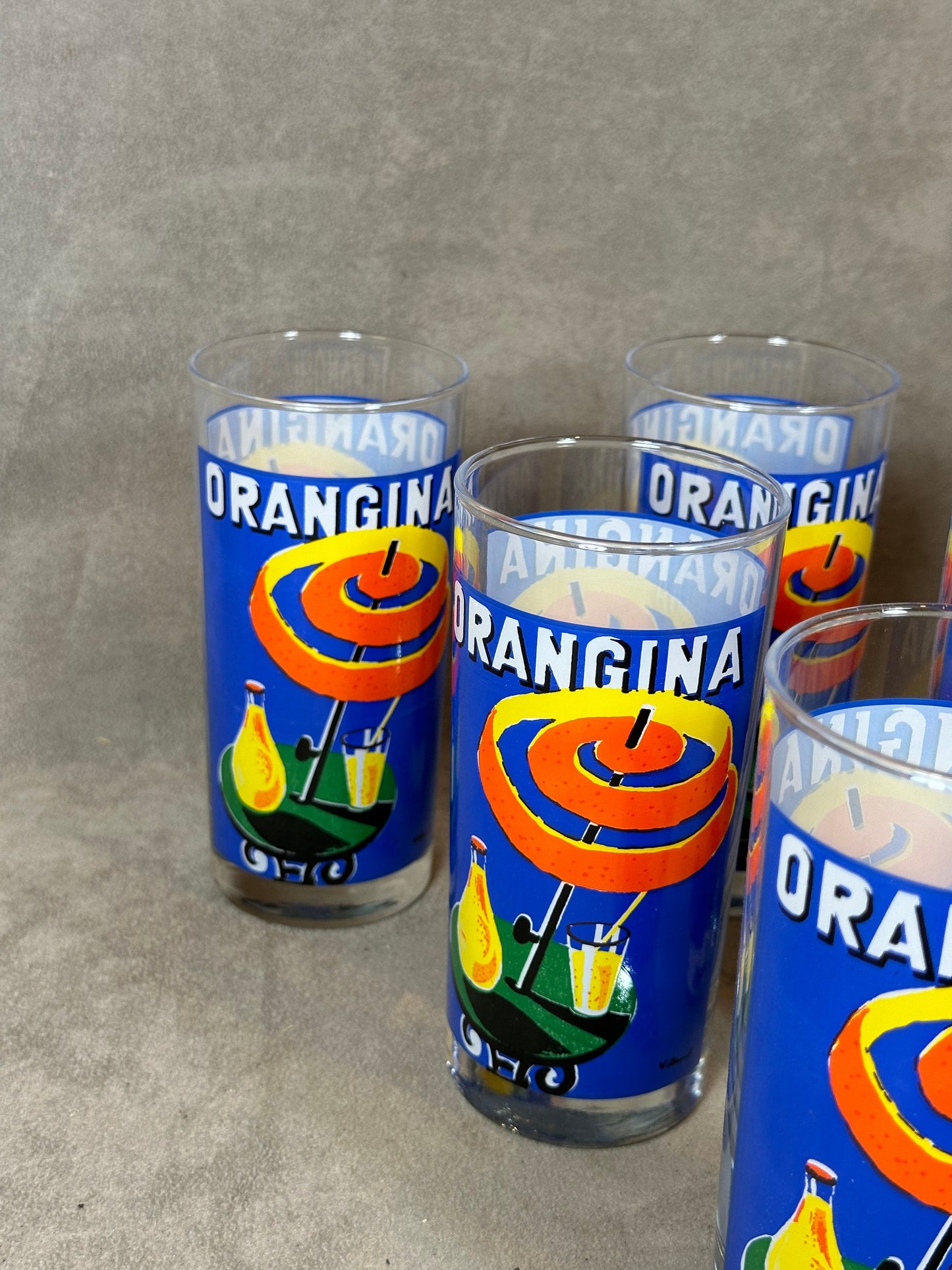 Lot de 6 verres à Orangina en verre Made in France Vintage 1980