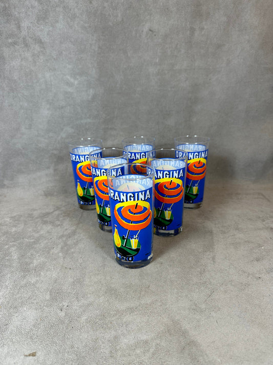Lot de 6 verres à Orangina en verre Made in France Vintage 1980