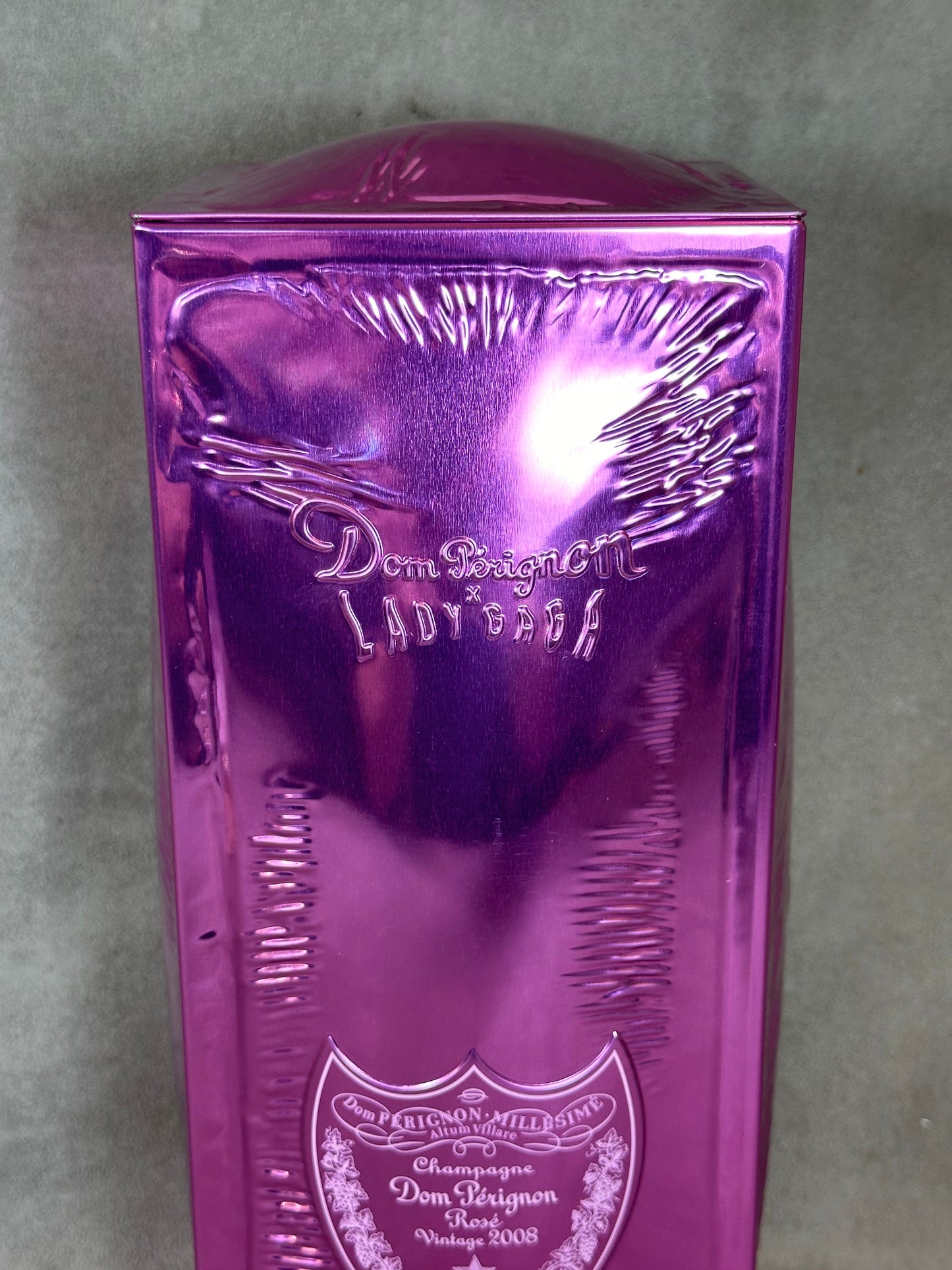 VERY RARE Dom Perignon X Lady Gaga Vintage 2008 Pink Metal Champagne Case Vintage Gift