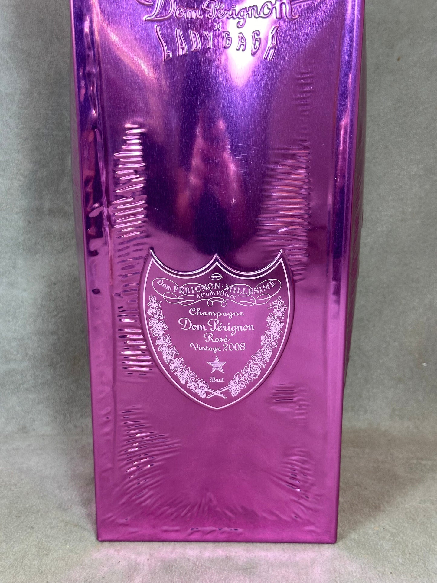 VERY RARE Dom Perignon X Lady Gaga Vintage 2008 Pink Metal Champagne Case Vintage Gift