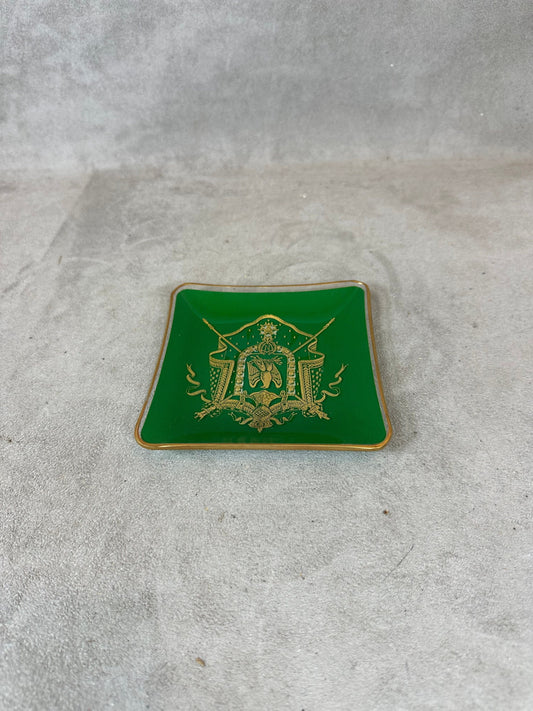 Cendrier en verre vert à décor de l'aigle de Napoleon vintage Made in France