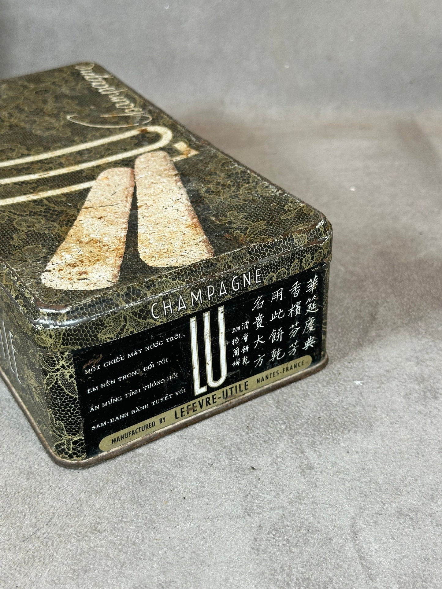 Boite en Métal par Lefevre Utile, LU Biscuits Champagne, Made in France, Vintage 1970