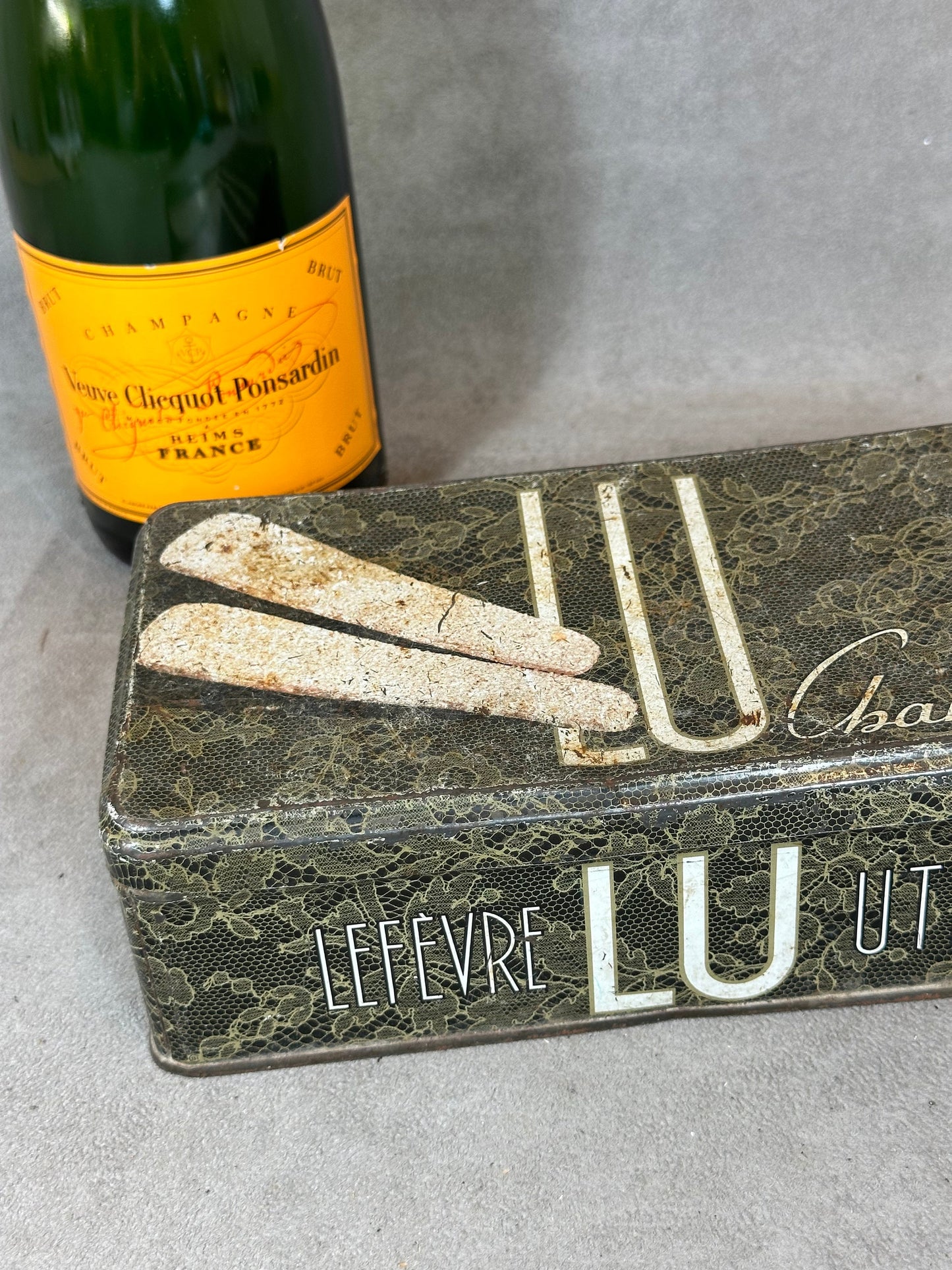 Boite en Métal par Lefevre Utile, LU Biscuits Champagne, Made in France, Vintage 1970