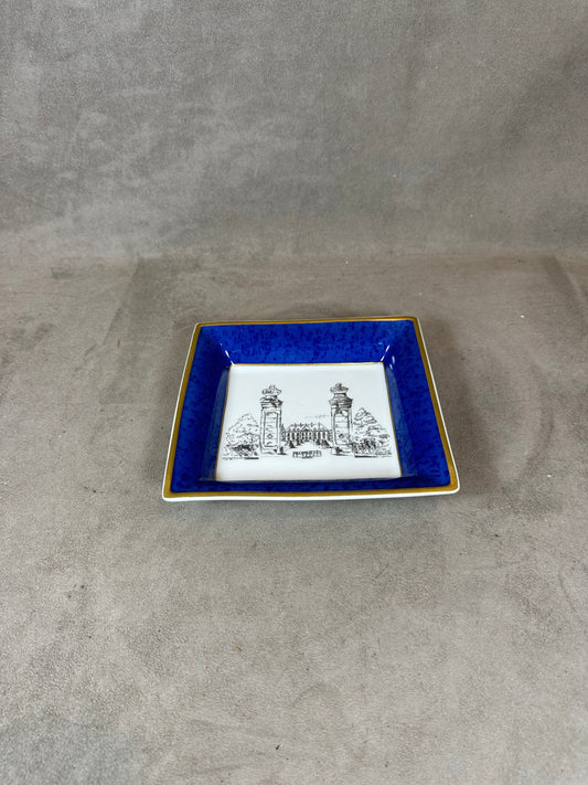 Ashtray Property of France in vintage blue Limoges porcelain Made in France