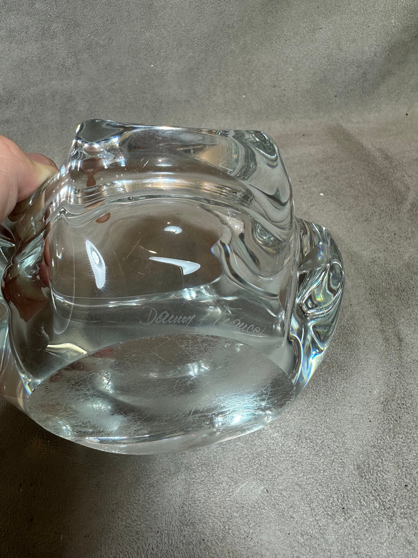 RARE Magnificent DAUM vintage crystal ashtray Made in France 1960s