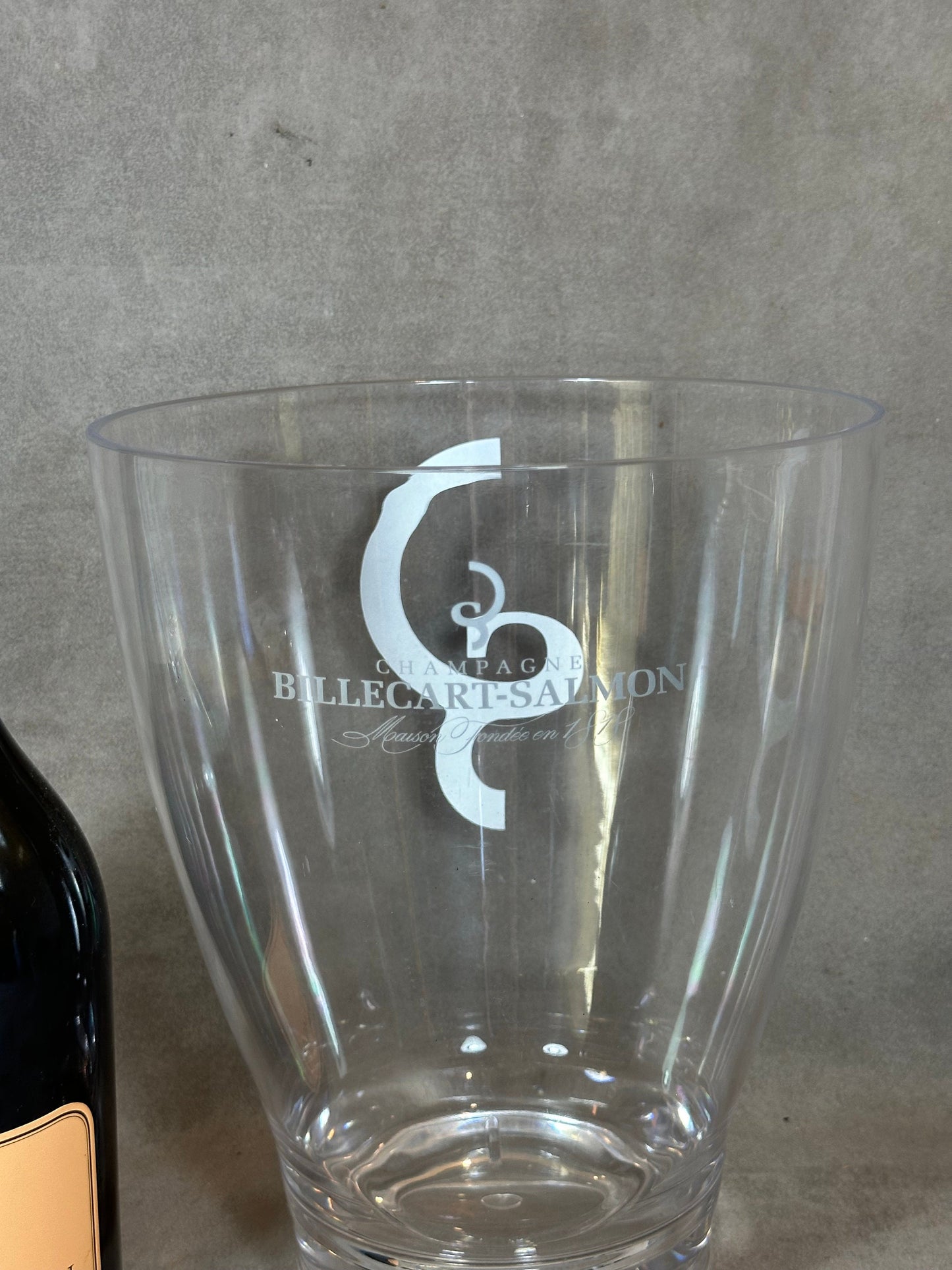 Seau à Champagne Billecart-Salmon en plastique transparent  vintage Made in France