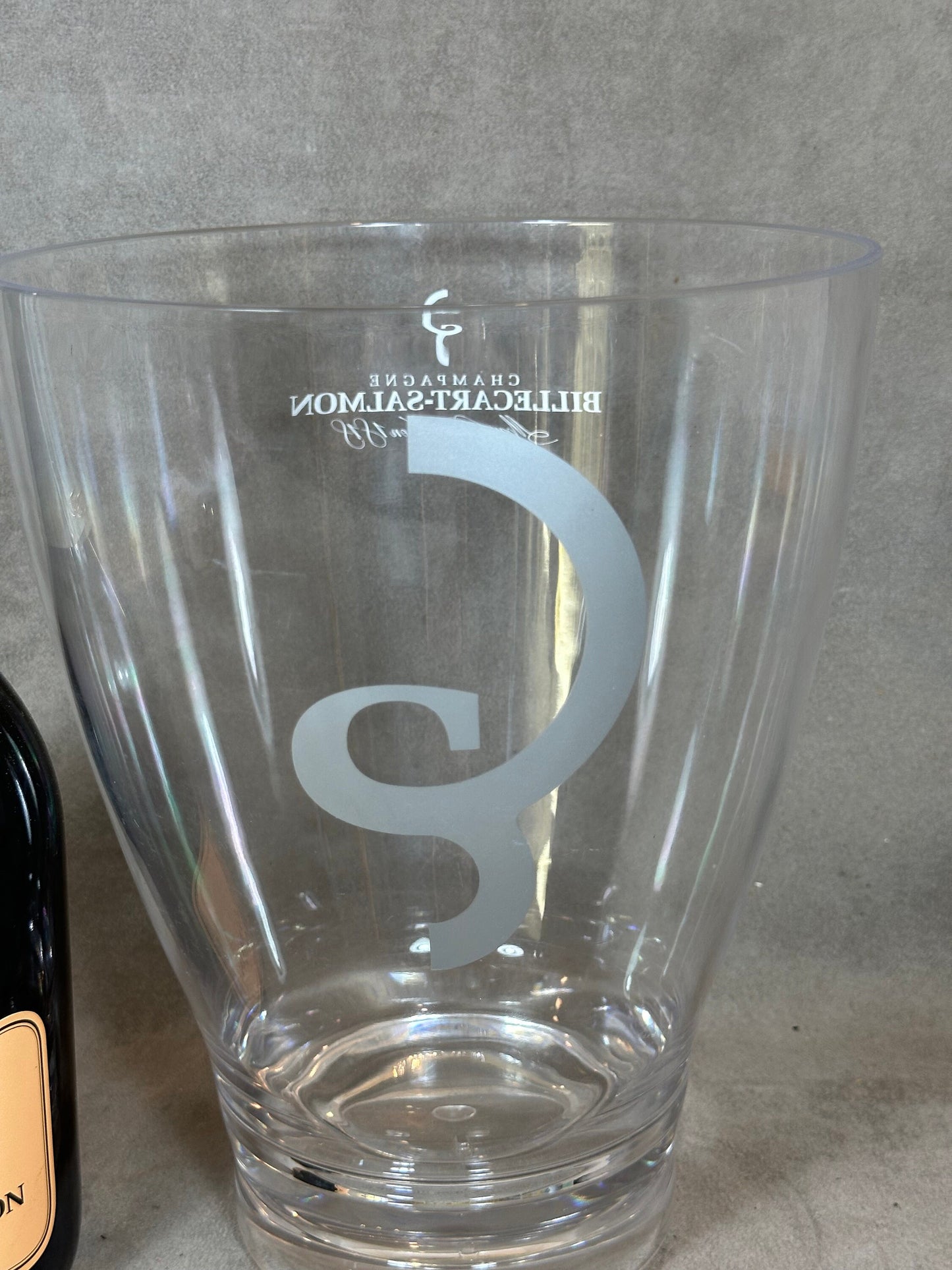 Seau à Champagne Billecart-Salmon en plastique transparent  vintage Made in France