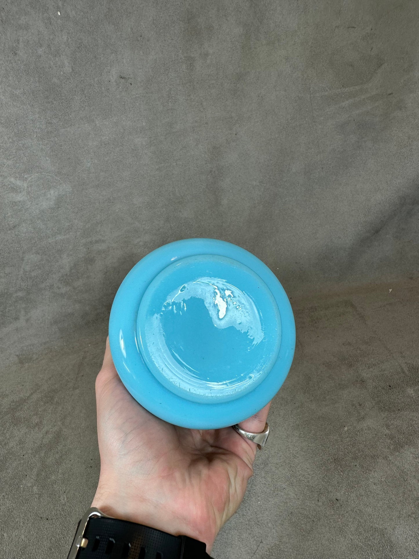 Vase en Opaline Bleue, Vintage Made in France 1970