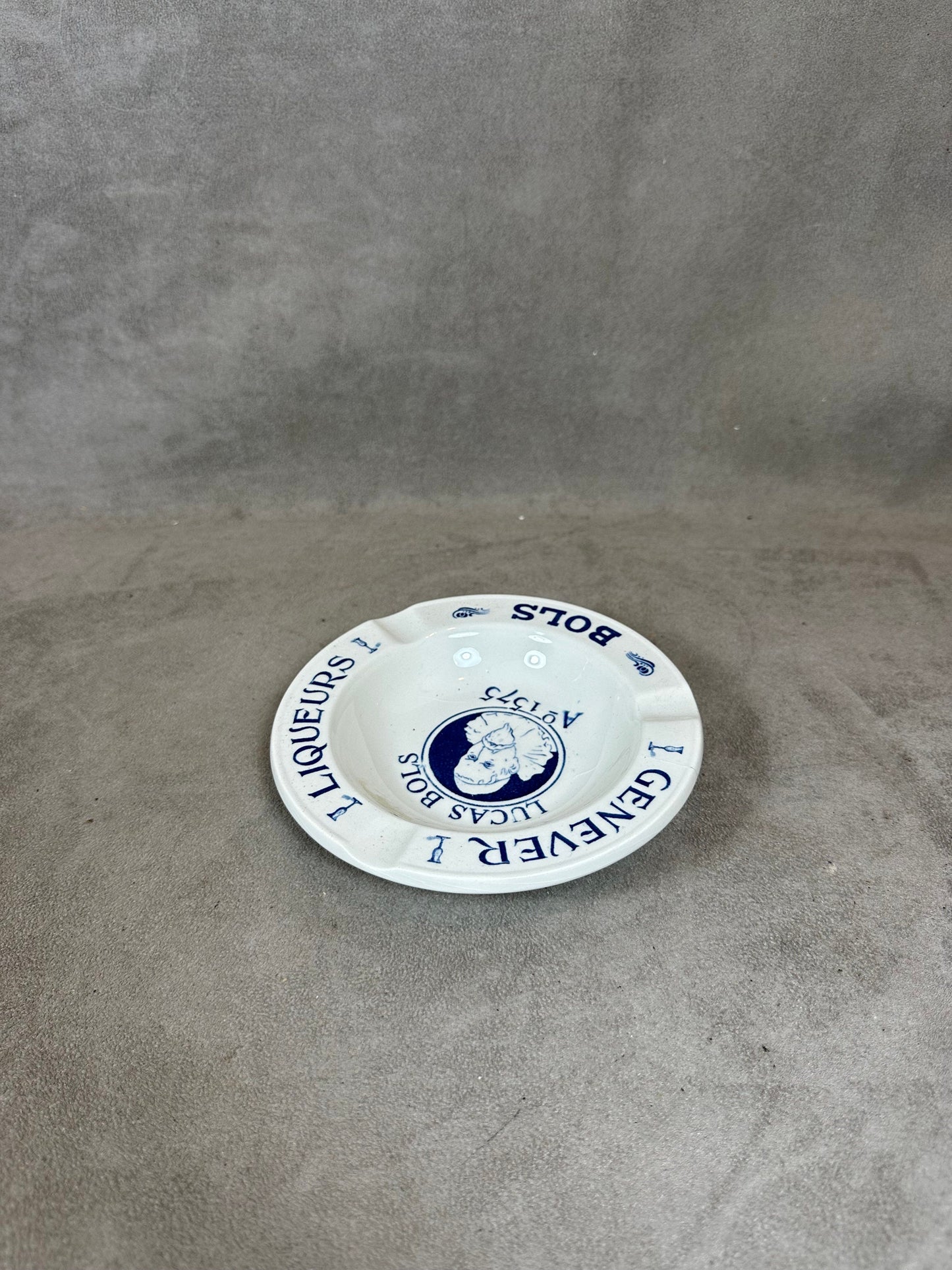 Vintage Lucas Bols liqueur gins ashtray in earthenware Made in France 1960