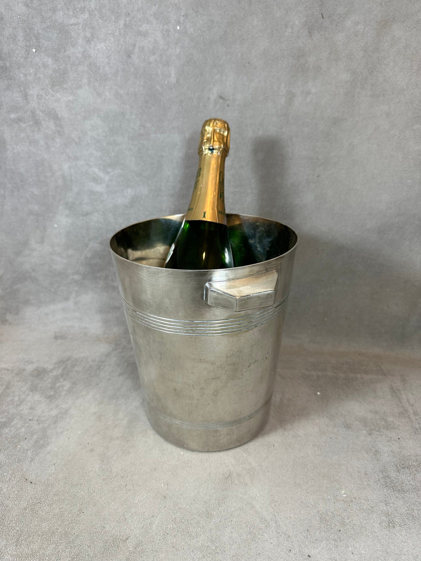 Magnifique seau à champagne en métal argenté Wiskemann Made in France Années 1950