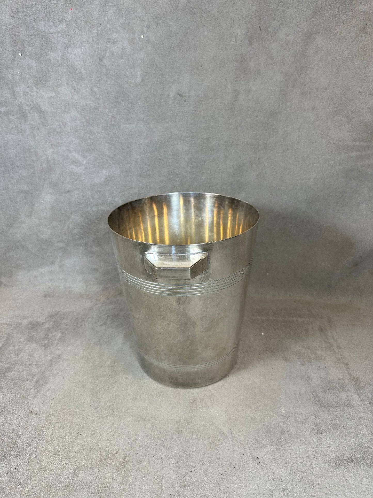 Magnifique seau à champagne en métal argenté Wiskemann Made in France Années 1950