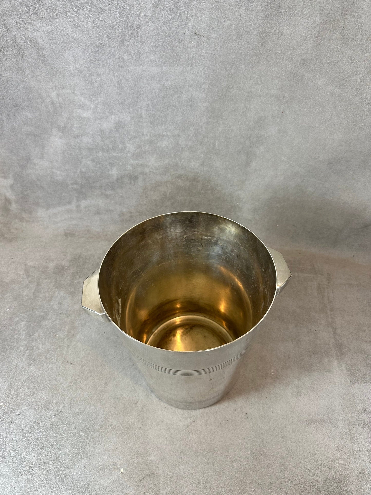Magnifique seau à champagne en métal argenté Wiskemann Made in France Années 1950