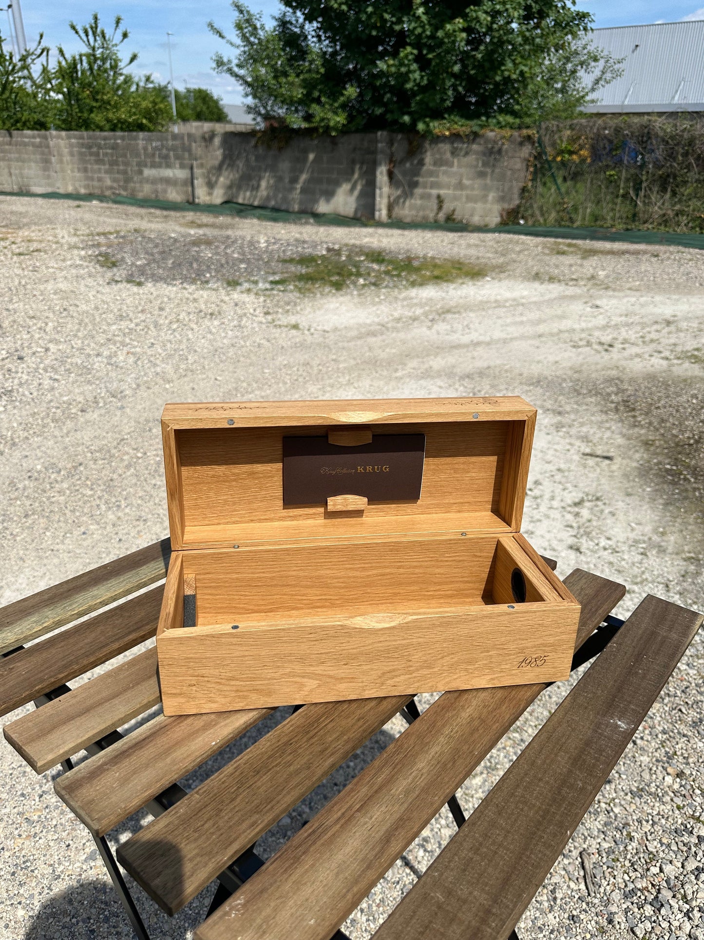 Caisse en bois de champagne Krug Collection Made in France Années 1980