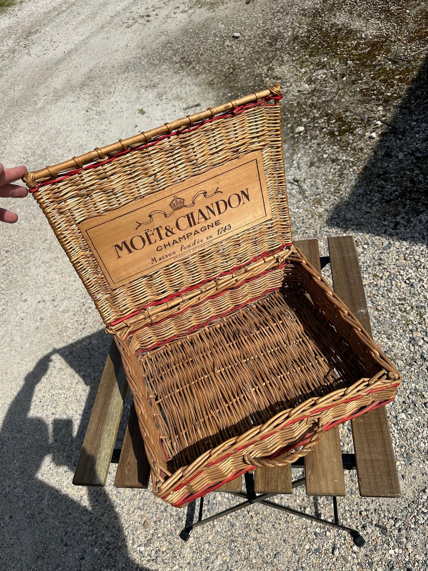 Vintage Moet et Chandon Brut Imperial Champagne or Picnic Wicker Box Made in France 1960