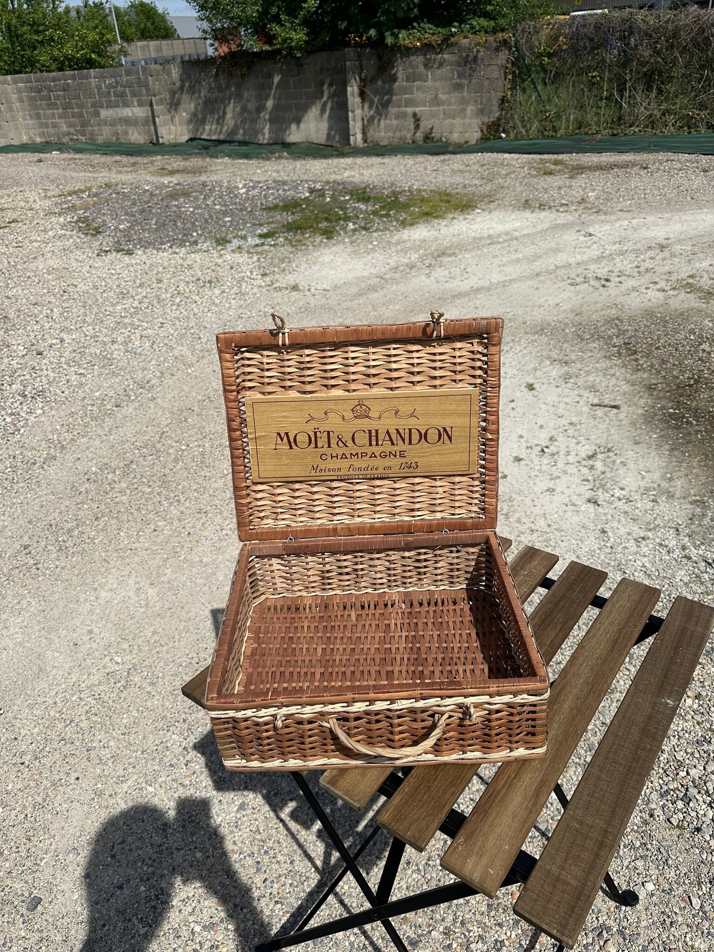 Vintage Moet et Chandon Brut Imperial 1964 Champagne or Picnic Wicker Box Made in France