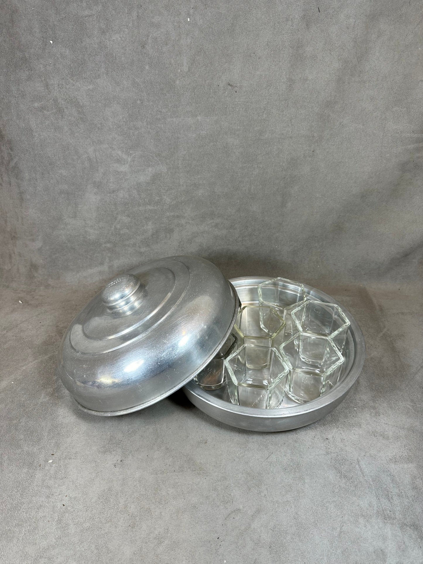 RARE YALACTA aluminum yogurt maker with 5 yogurt pots and 1 vintage ferment pot made in France 1950