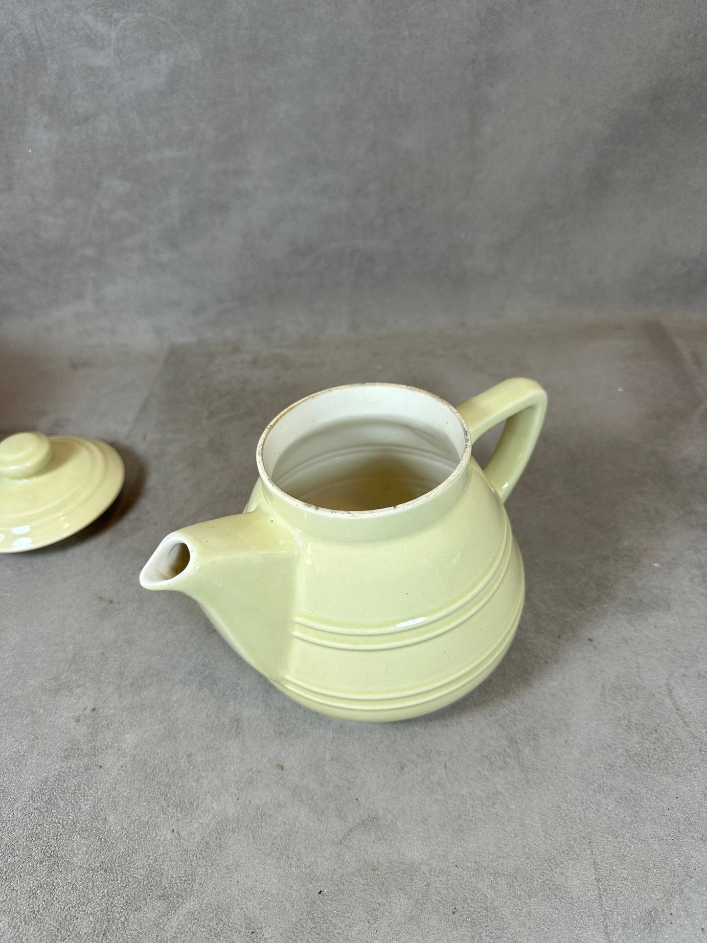 RARE Cafetière filtre NOMAR argenté sur faïence vintage  jaune à détails années 1960