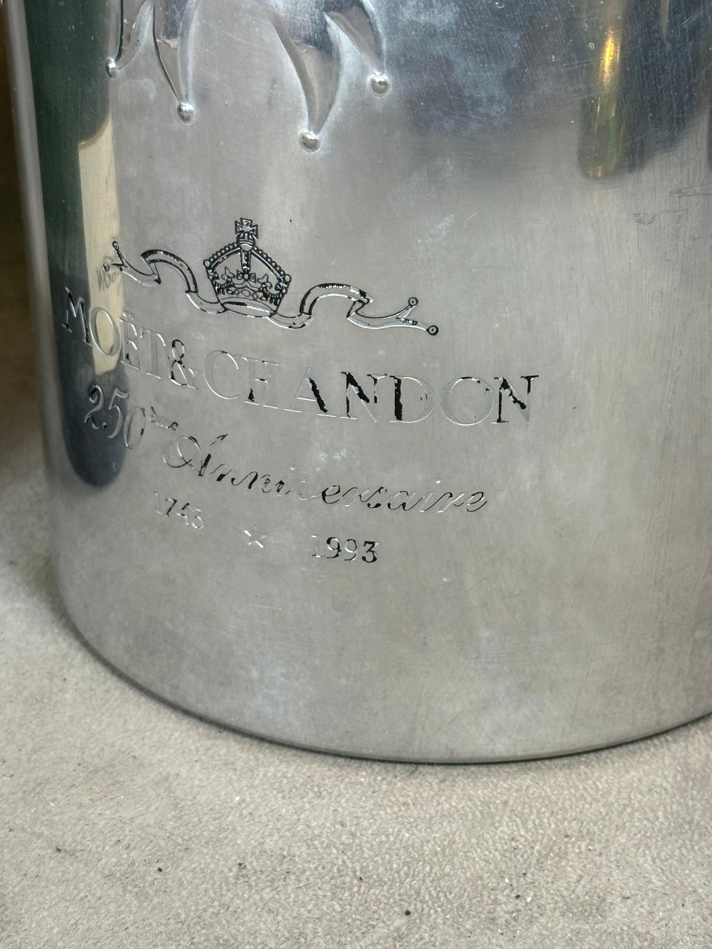 VERY RARE Möet &amp; Chandon aluminum champagne bucket special edition 250th Anniversary vintage 1970 Made in France