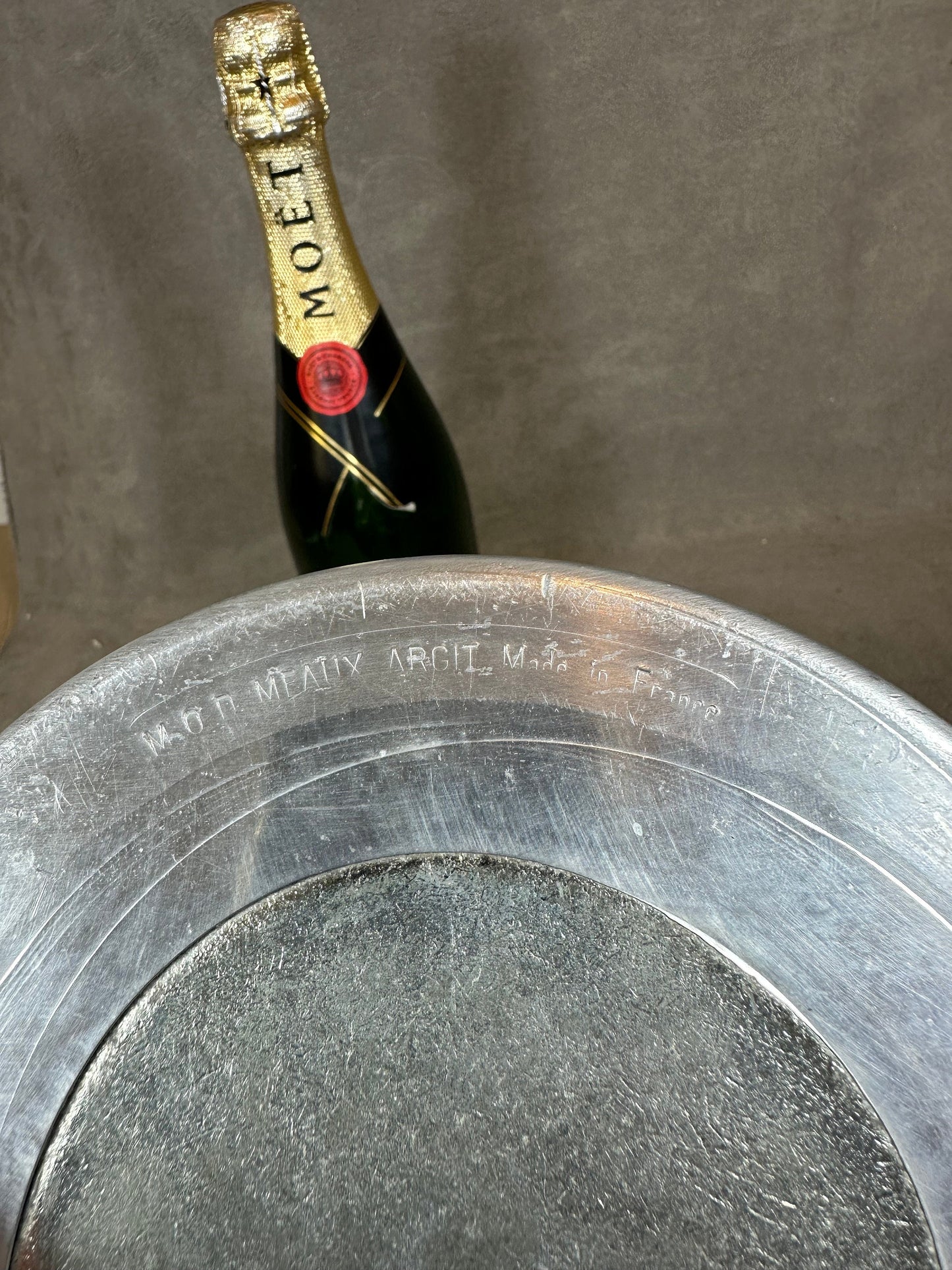 VERY RARE Seau à champagne en aluminium Möet & Chandon edition spéciale 250ème Anniversaire vintage 1970 Made in France