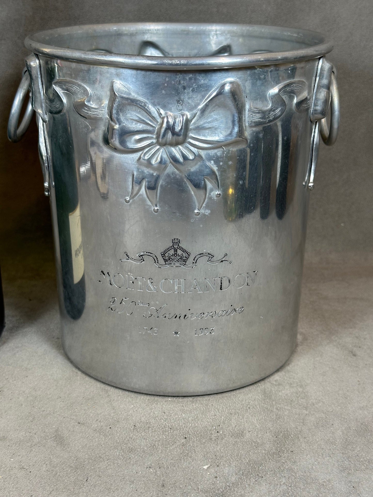 VERY RARE Seau à champagne en aluminium Möet & Chandon edition spéciale 250ème Anniversaire vintage 1970 Made in France