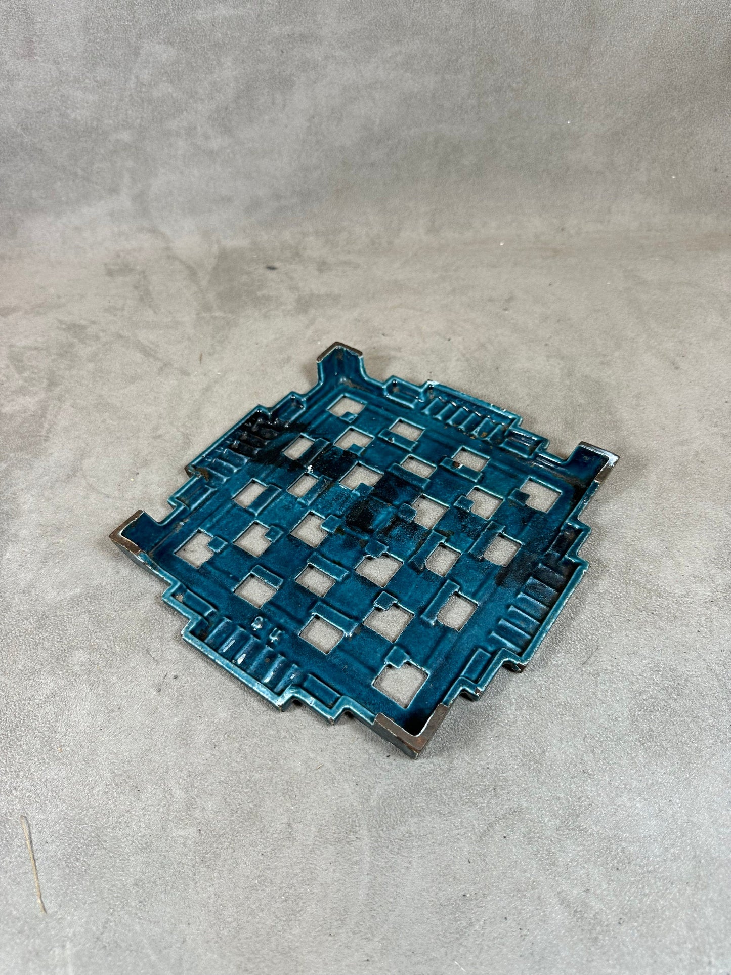 Vintage Art Deco Green Cast Iron Trivet Made in France 1960s