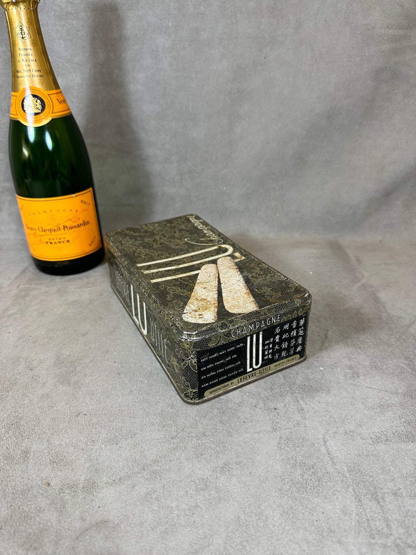Boite en Métal par Lefevre Utile, LU Biscuits Champagne, Made in France, Vintage 1970