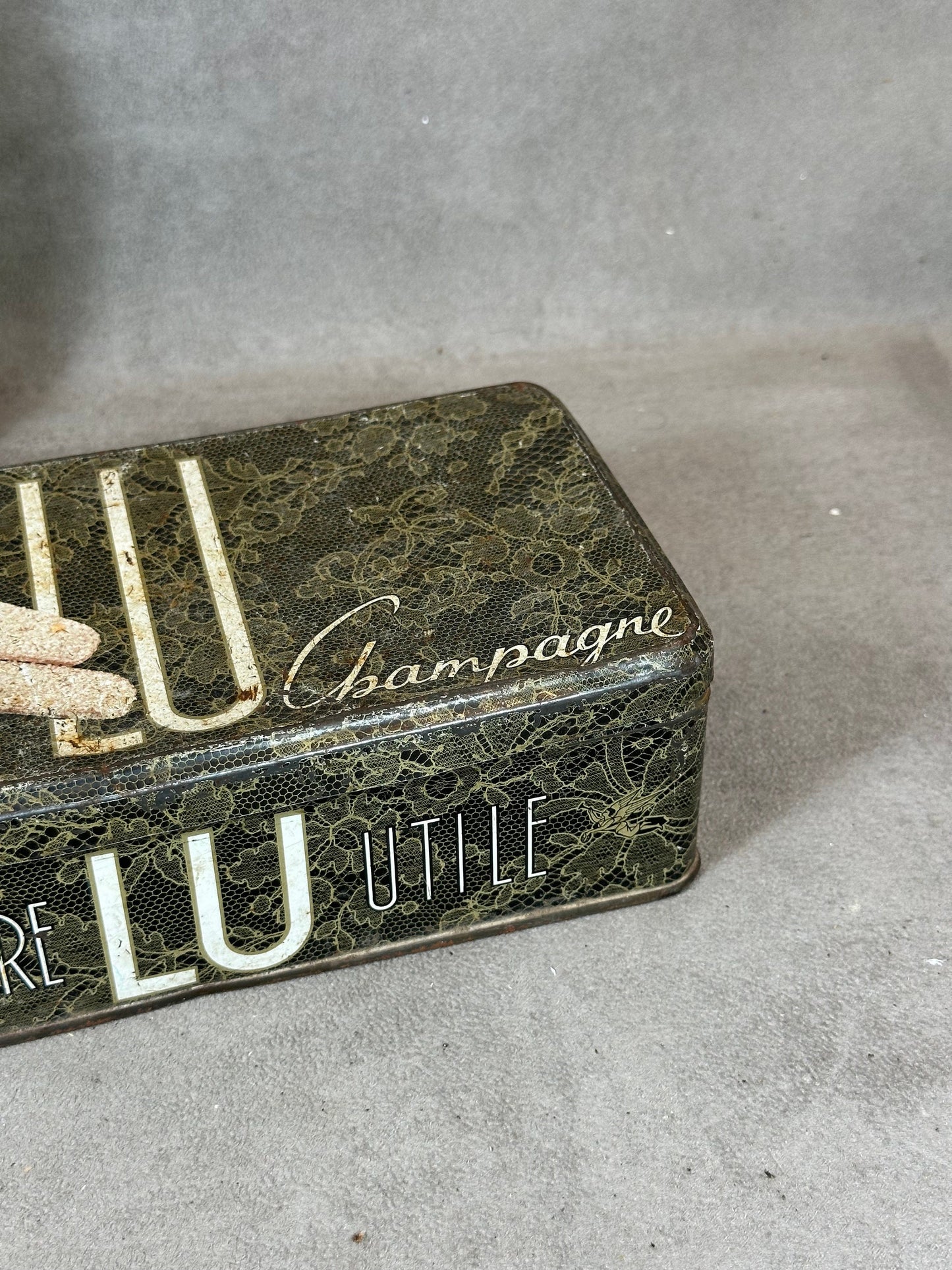 Boite en Métal par Lefevre Utile, LU Biscuits Champagne, Made in France, Vintage 1970