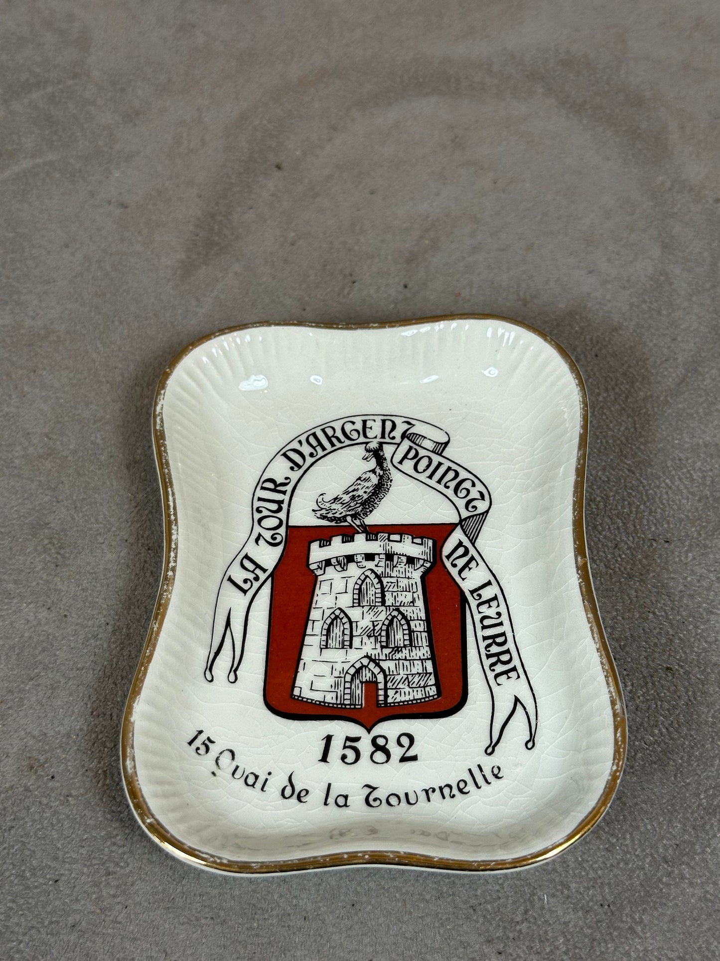 La Tour dArgent Paris Ashtray, Porcelain, Ceramic, Tobacciana, Vintage Restaurant, Advertising, Paris, Made in France