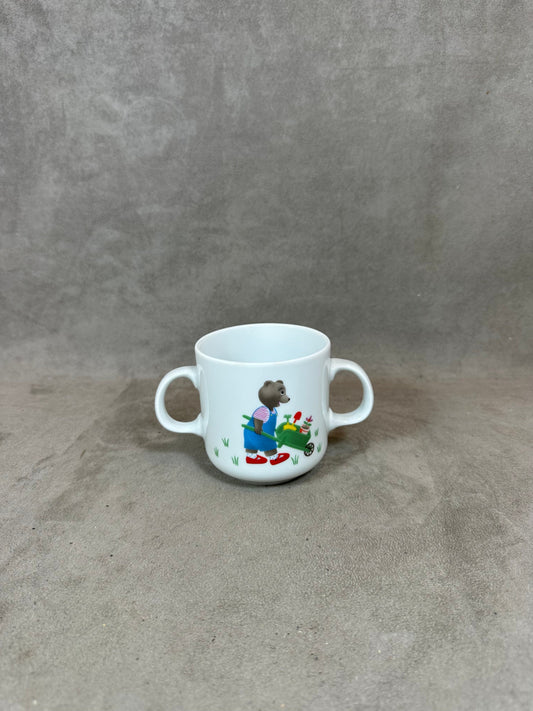 Porcelain Mug Little Brown Bear by Guy Degrenne, Little Brown Bear in the Garden, Made in France, Vintage 1990