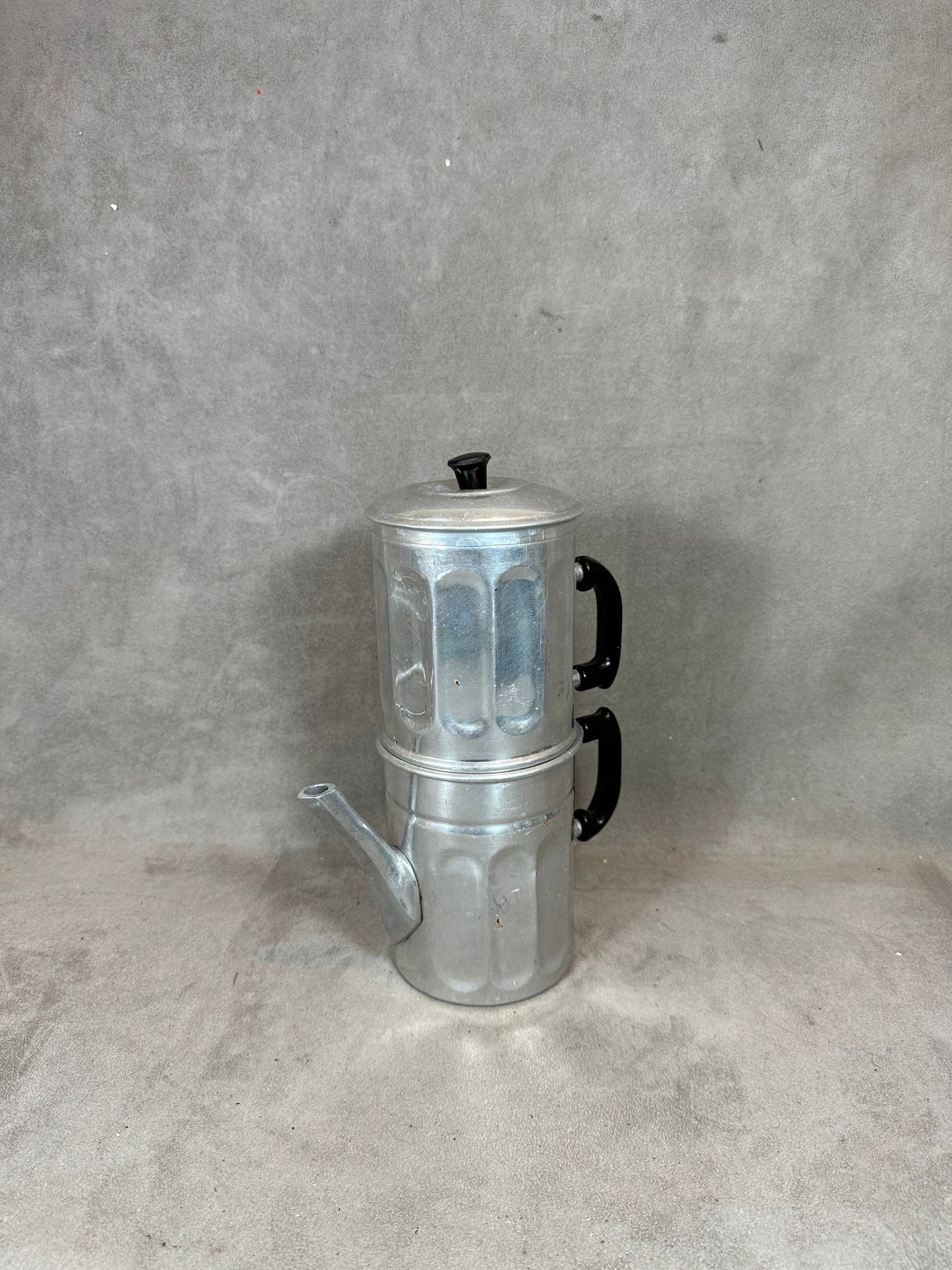 Double Coffee Maker in Aluminum in two parts, Made in Italy, Vintage 1980