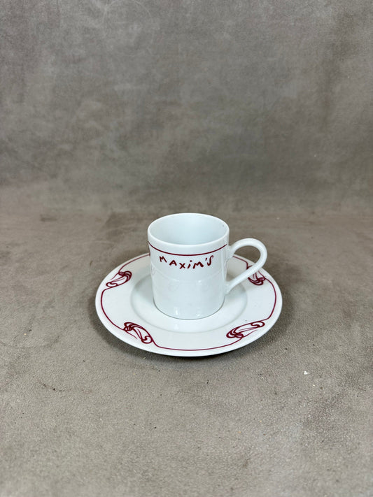 Tasse à café en porcelaine décoré Maxim's de Paris Made in France  Années 1970