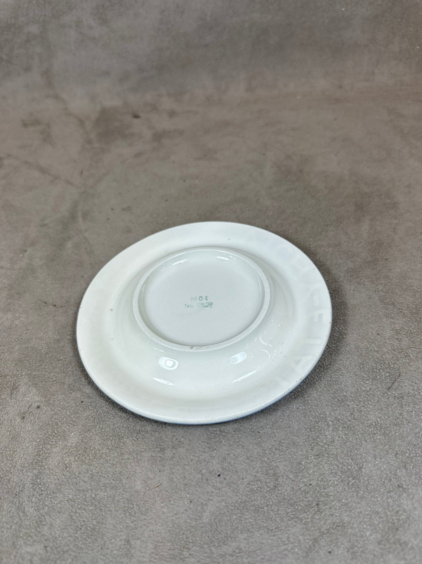 Blue and white Vichy earthenware ashtray, Vichy Celestin vintage condition, made in France