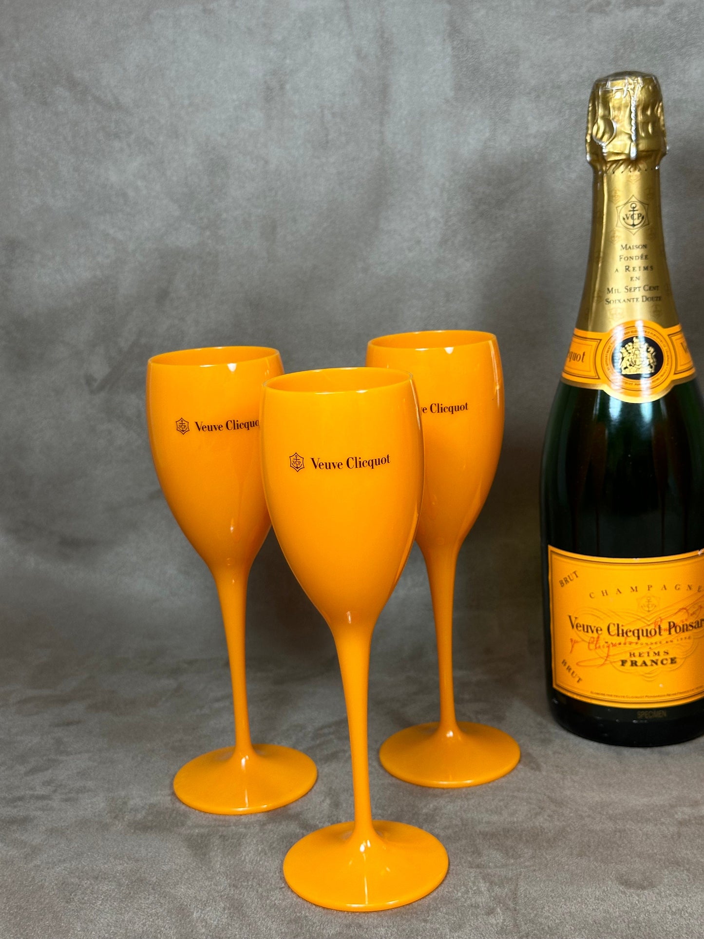 Set mit 6 Vintage-Plexiglasflöten von Veuve Clicquot Ponsardin