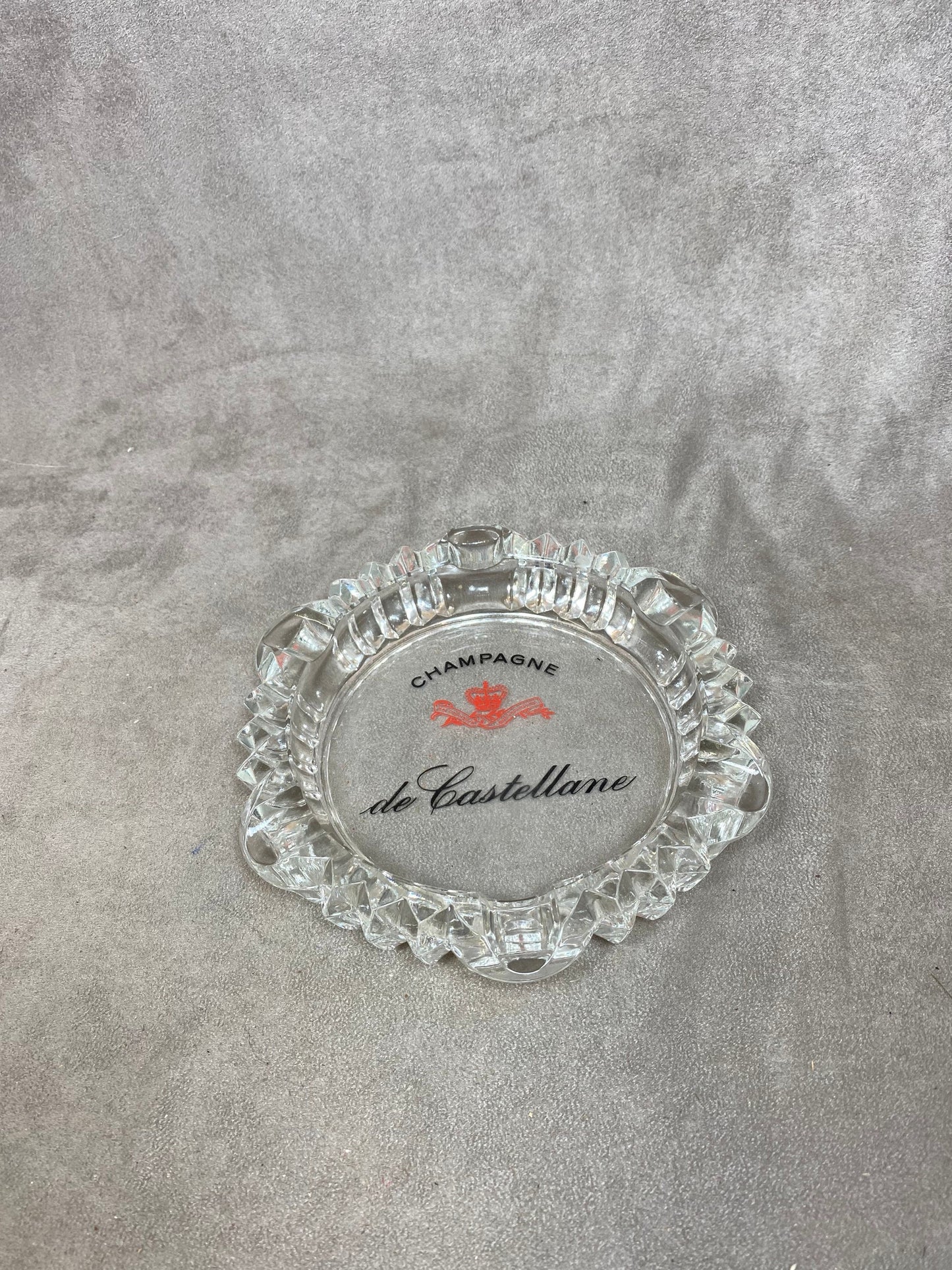 Cendrier en verre vintage Champagne De Castelanne Made in France