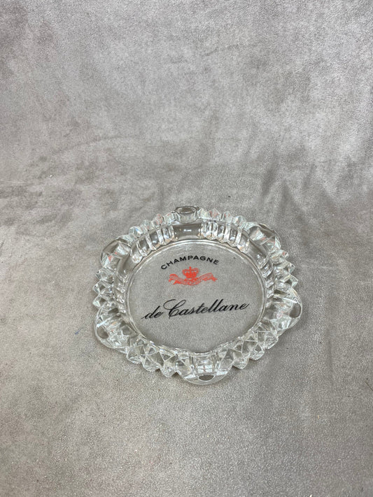 Cendrier en verre vintage Champagne De Castelanne Made in France