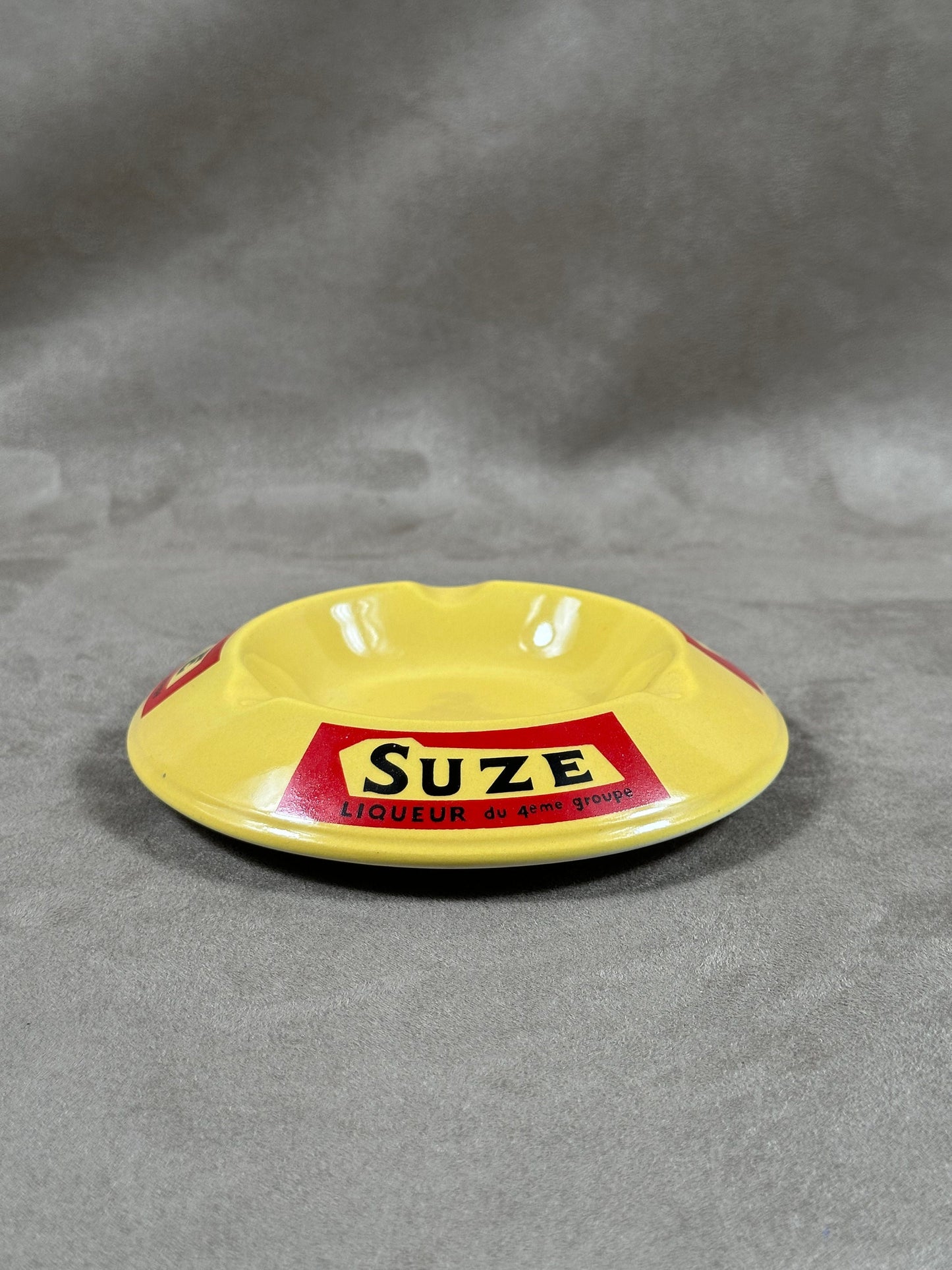 Suze Yellow Ceramic Ashtray by Moulin des Loups Vintage Made in France