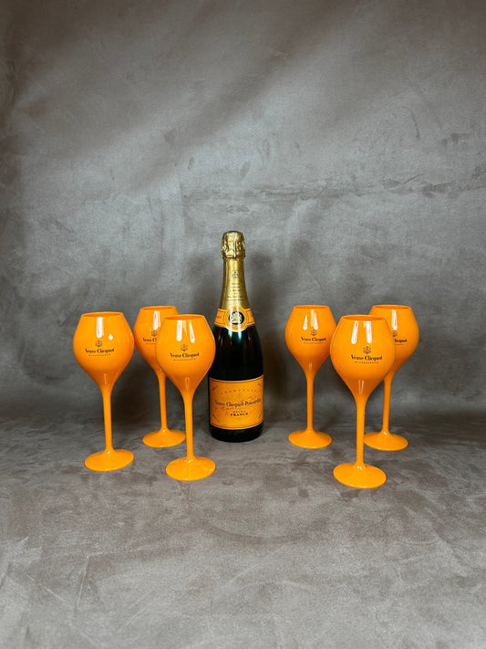 Lot de 6 Flûtes en plexiglass Veuve Clicquot Ponsardin vintage