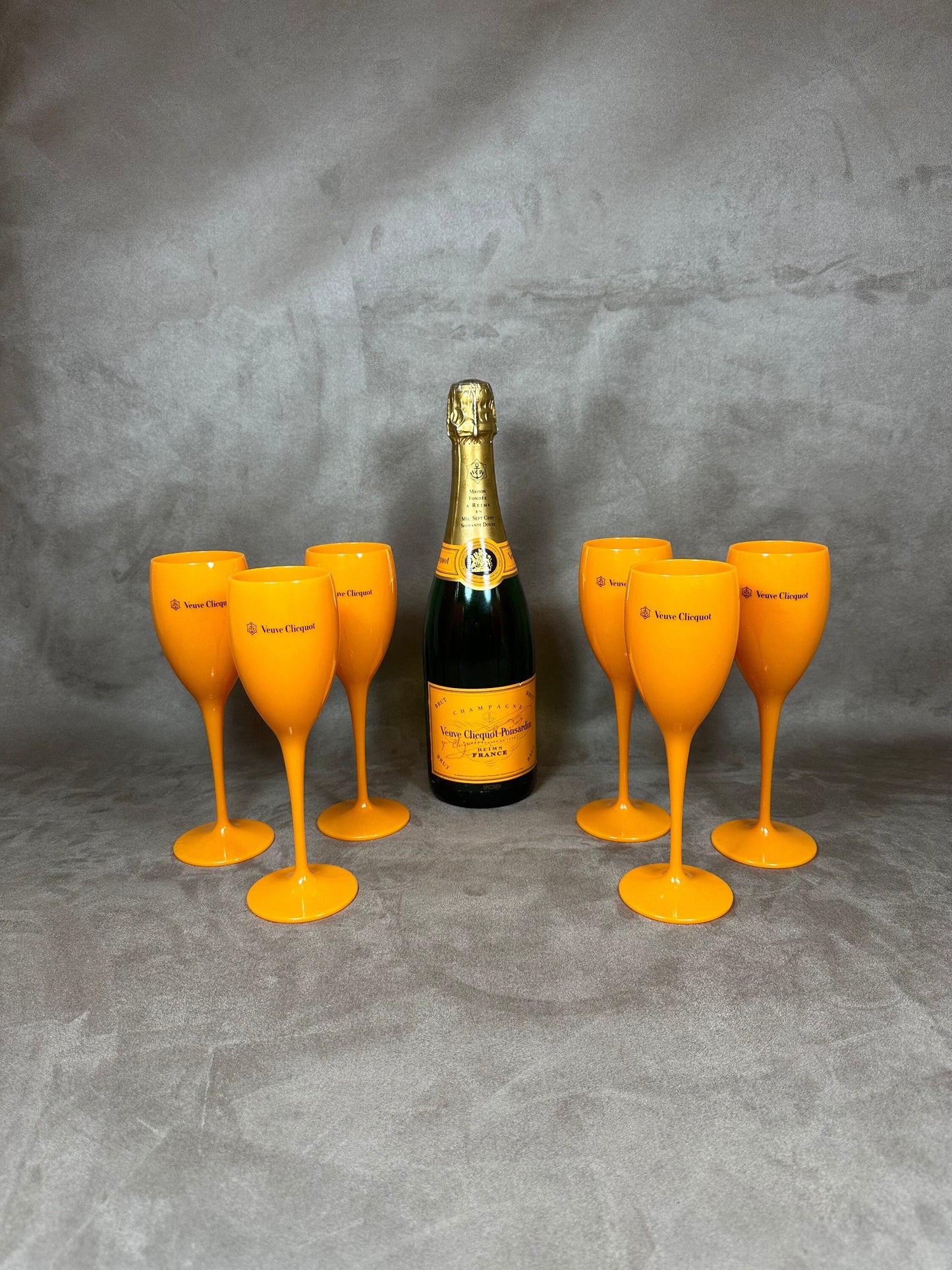 Lot de 6 Flûtes en plexiglass Veuve Clicquot Ponsardin vintage