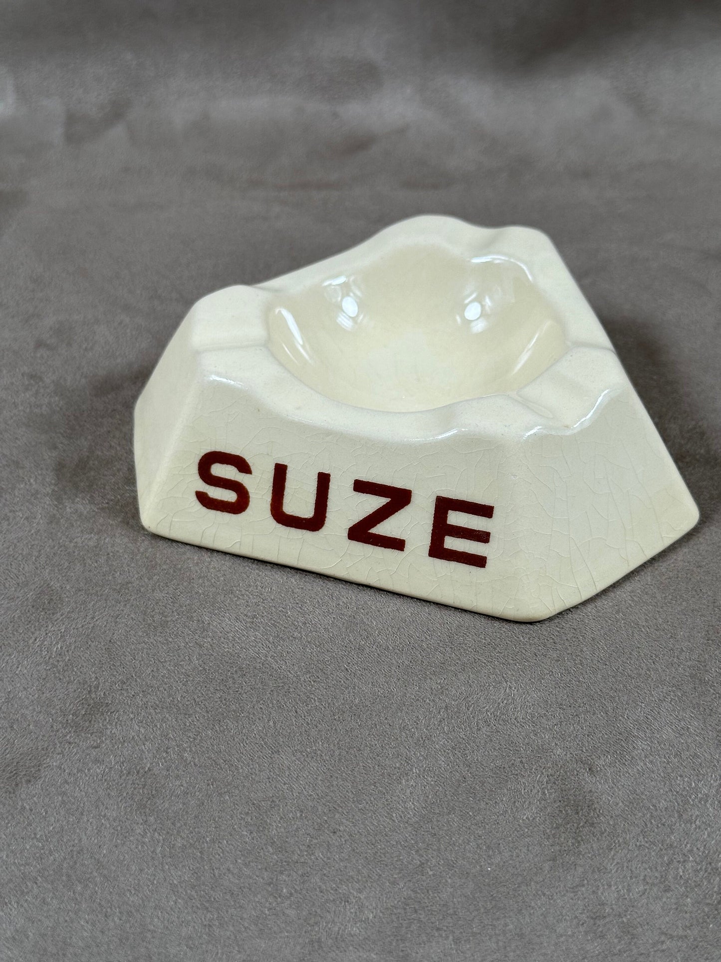 Vintage Suze beige ceramic ashtray Made in France