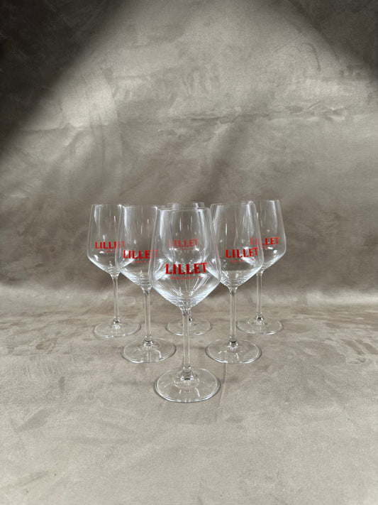 Set of 6 Lillet glasses in vintage glass Made in France