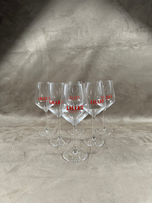 Set of 6 Lillet glasses in vintage glass Made in France