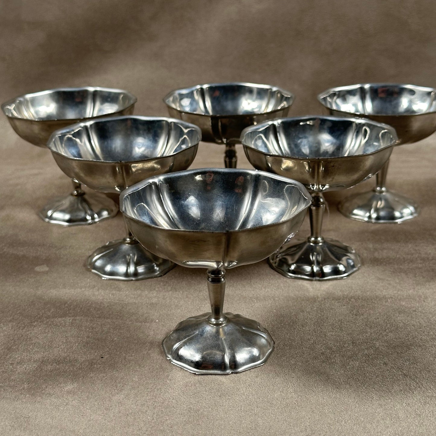 Lot de 6 coupes à glace en inox 18/10 vintage Made in France