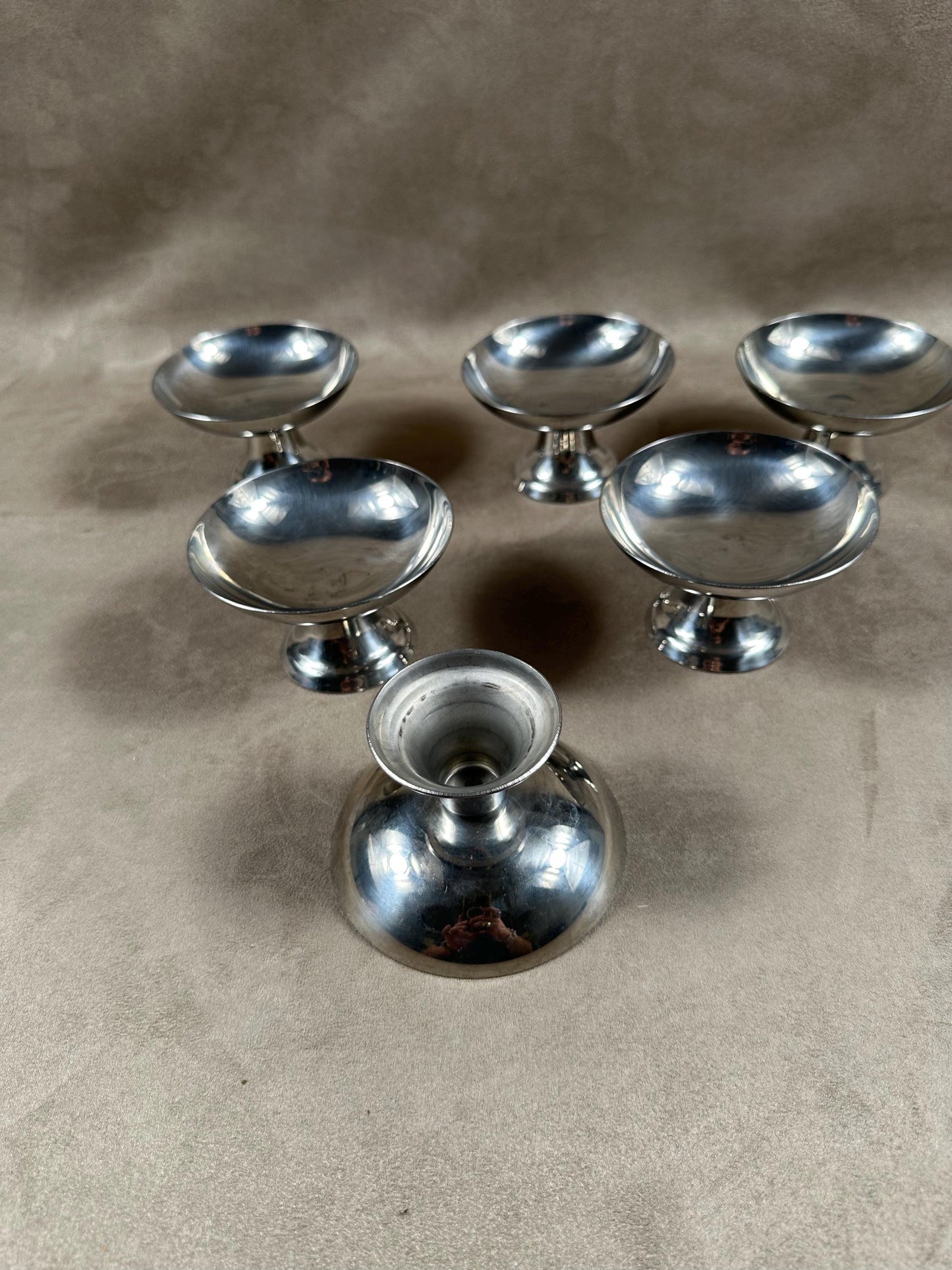 Set of 6 vintage 18/10 stainless steel ice cream cups Made in France